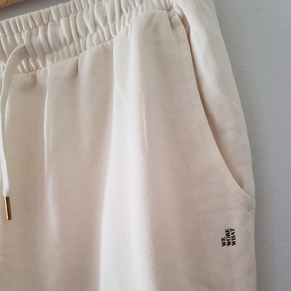 WeWoreWhat Off White Terry Jogger Cotton Sweatpants Large Baggy Boyfriend Cream - Picture 9 of 13